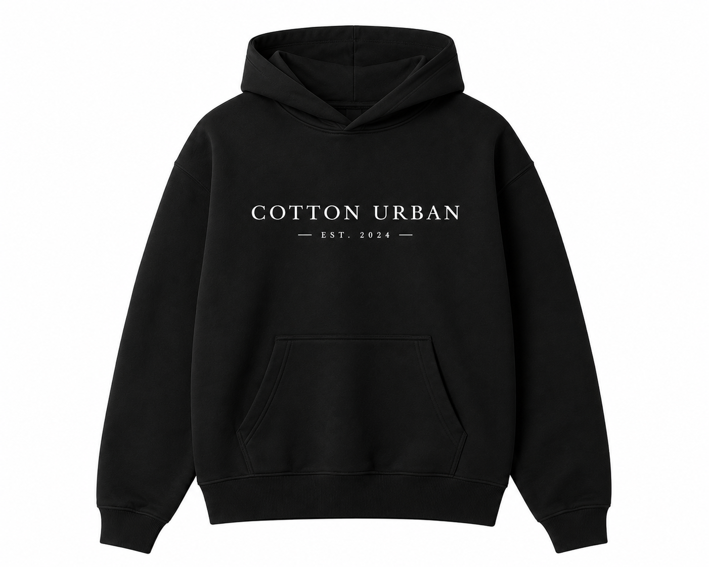Cotton Urban black heavyweight hoodie with front logo print