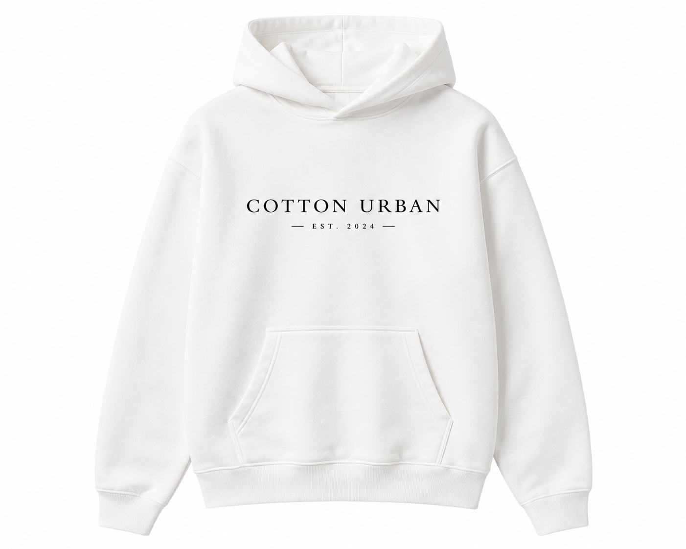 Cotton Urban white heavyweight hoodie with front logo print